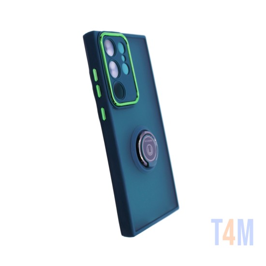 Capa com Anel de Suporte para Samsung Galaxy S23 Ultra Verde Fumado